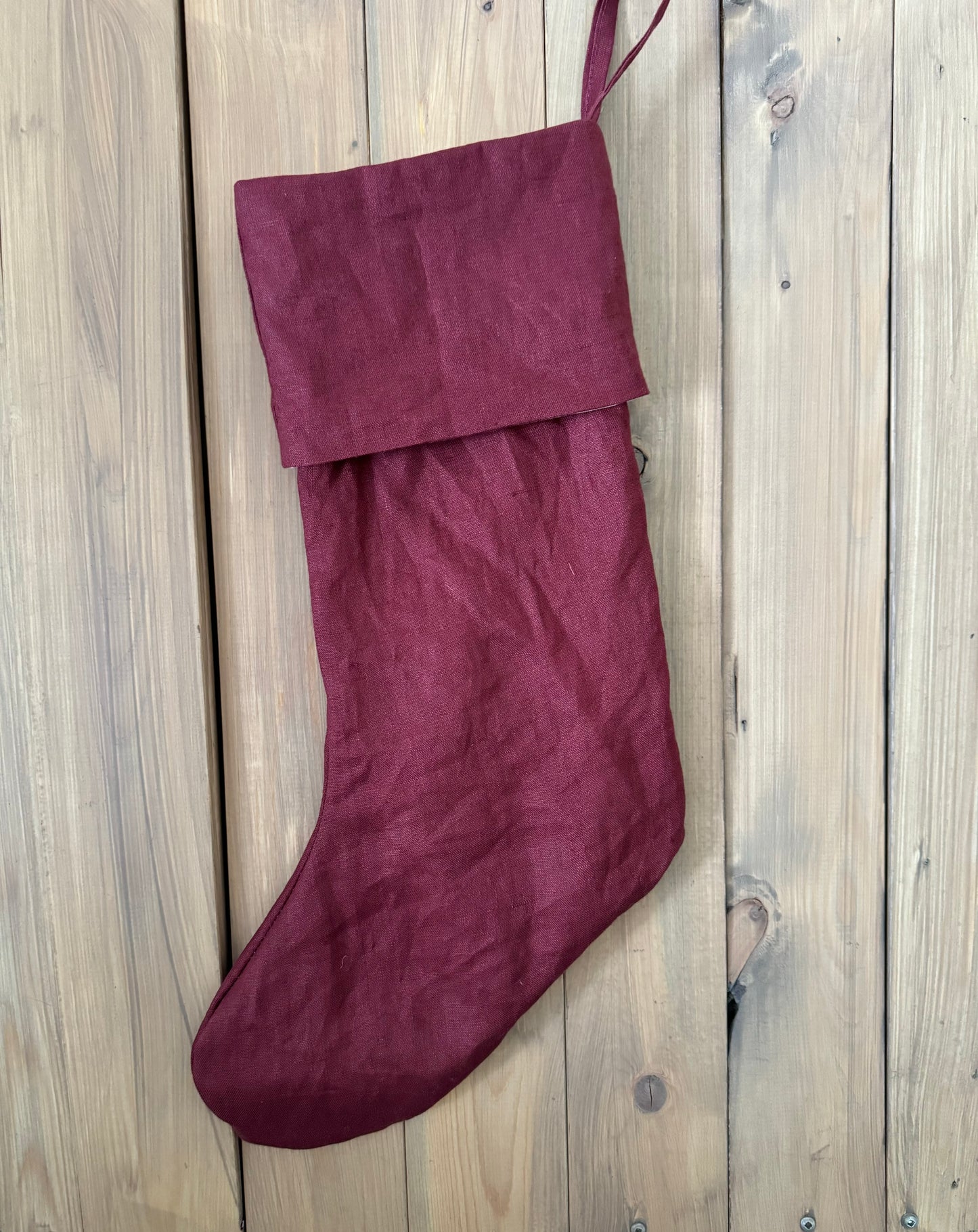 Linen Stocking - Burgundy